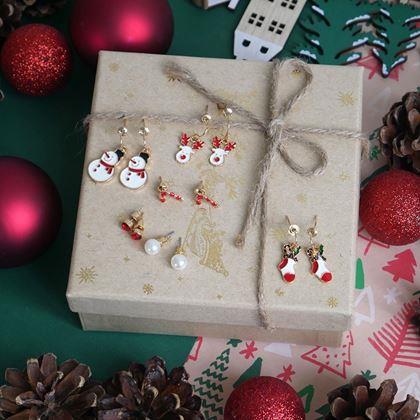 Imaginea din Cercei de Craciun 6 perechi  -  set rosu