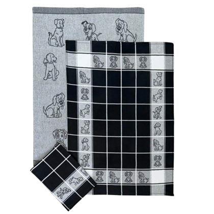 Imaginea din Set de 3 prosoape de bucătărie din bumbac - căței