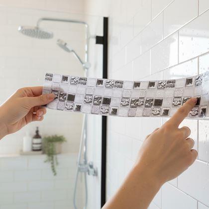 Imaginea din Bandă autoadezivă mosaic - amestec gri