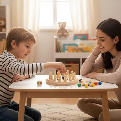 Imaginea Joc de memorie pentru copii - șah de lemn