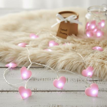 Imaginea din Lanț de lumini LED - inimi rozalii