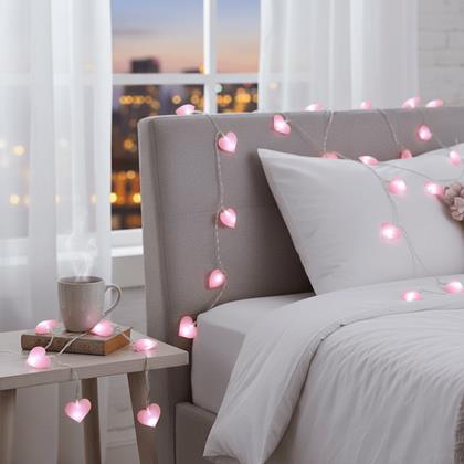 Imaginea din Lanț de lumini LED - inimi rozalii