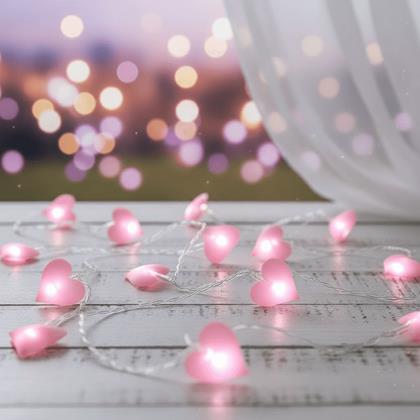 Imaginea din Lanț de lumini LED - inimi rozalii