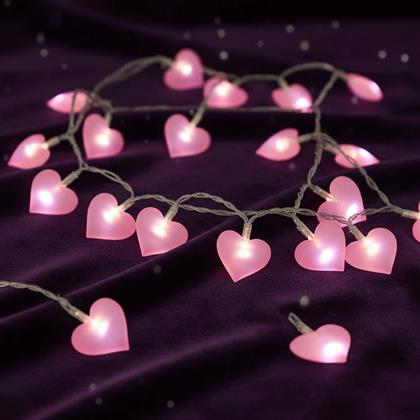 Imaginea din Lanț de lumini LED - inimi rozalii