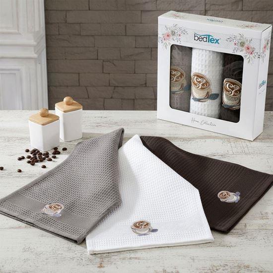 Imaginea din Set cadou prosoape vafe 3 bucăți - cafea