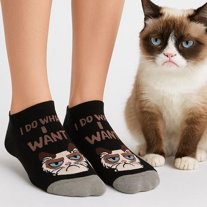 Imaginea din Șosete vesele pisică supărată - negru