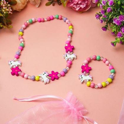 Imaginea din Set colier si bratara din margele de lemn