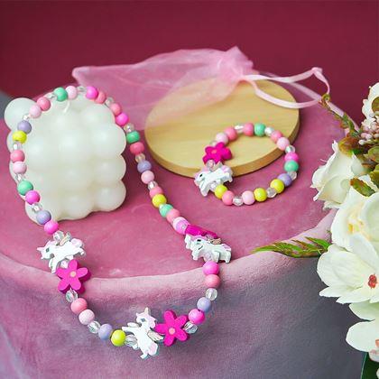 Imaginea din Set colier si bratara din margele de lemn