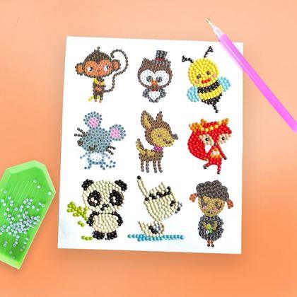 Imaginea din Pictură cu diamante pentru copii autocolante  -  mix animale