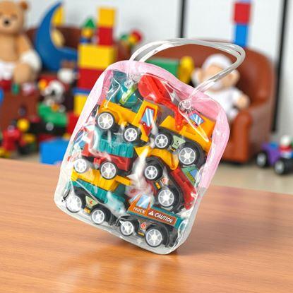 Imaginea Set de 6 mașinuțe cu mecanism de întoarcere, într-o geantă transparentă