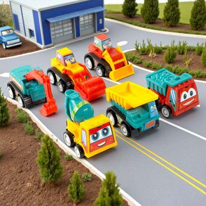 Imaginea din Set de 6 mașinuțe cu mecanism de întoarcere, într-o geantă transparentă