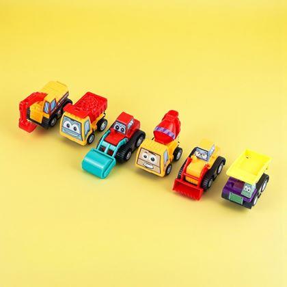 Imaginea din Set de 6 mașinuțe cu mecanism de întoarcere, într-o geantă transparentă