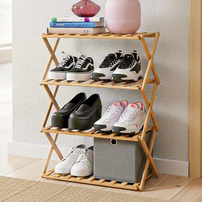 Imaginea Suport portabil pliabil pentru pantofi din lemn