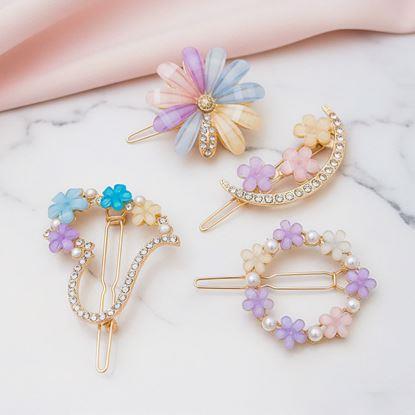 Imaginea Alegeți florale cu pietricele pentru păr 4 bucăți