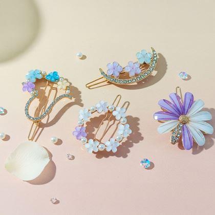 Imaginea din Alegeți florale cu pietricele pentru păr 4 bucăți