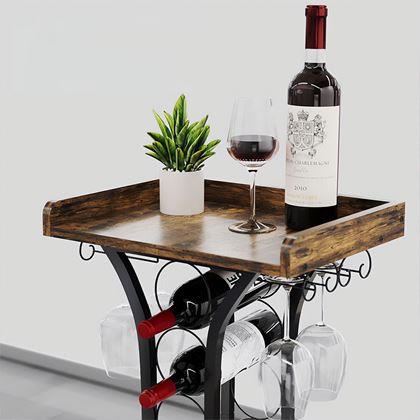 Imaginea din Suport metalic pentru 14 sticle de vin și 4 pahare