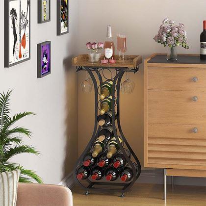 Imaginea din Suport metalic pentru 14 sticle de vin și 4 pahare