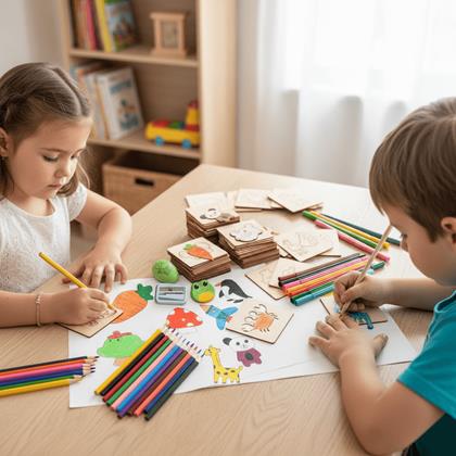 Imaginea din Set din lemn pentru desen, 100 bucăți