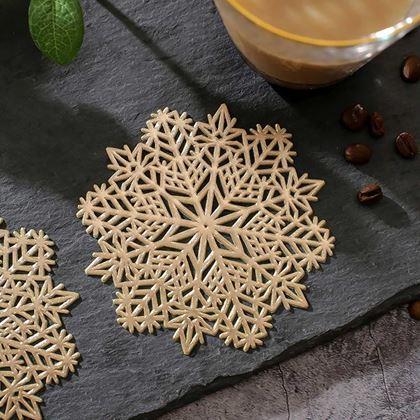 Imaginea din Suport de pahar fulg de zăpadă - auriu