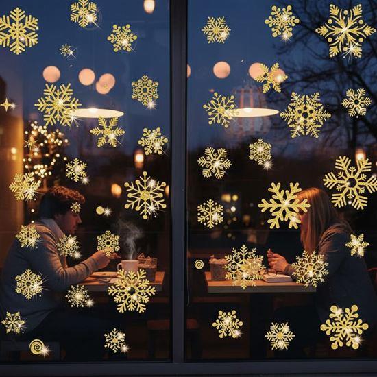 Imaginea din Autocolante pentru fereastră - fulgi de zăpadă 52 bucăți - aurii