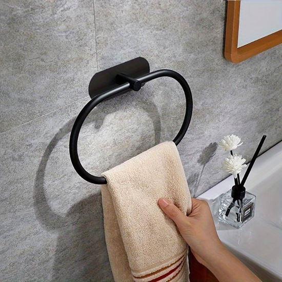 Imaginea din Suport adeziv pentru prosoape, formă de inel - negru
