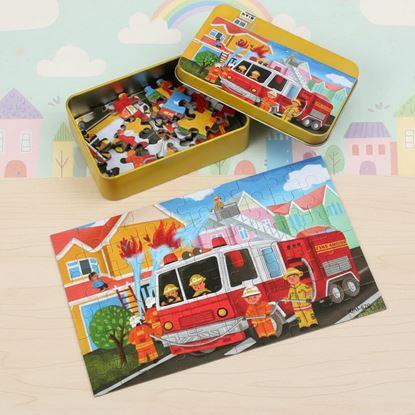 Imaginea Puzzle pentru copii într-o cutie de tablă 