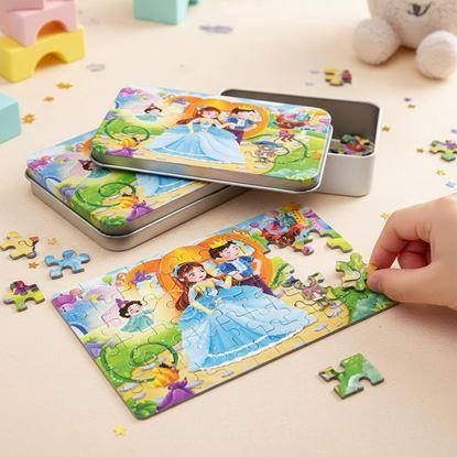 Imaginea Puzzle pentru copii într-o cutie de tablă 