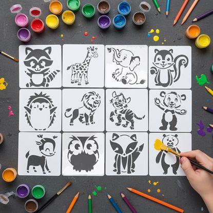 Imaginea Modele de animale pentru pictura 13x13 cm 12 buc