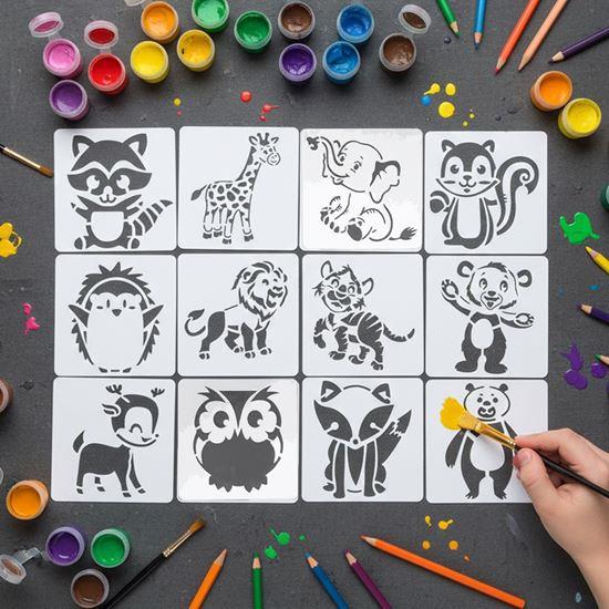 Imaginea din Modele de animale pentru pictura 13x13 cm 12 buc