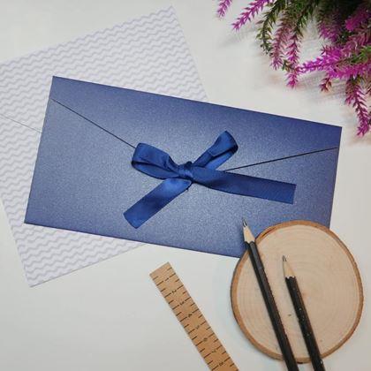 Imaginea din Plic de cadou cu fundiță -  albastru