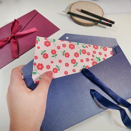 Imaginea din Plic de cadou cu fundiță -  albastru