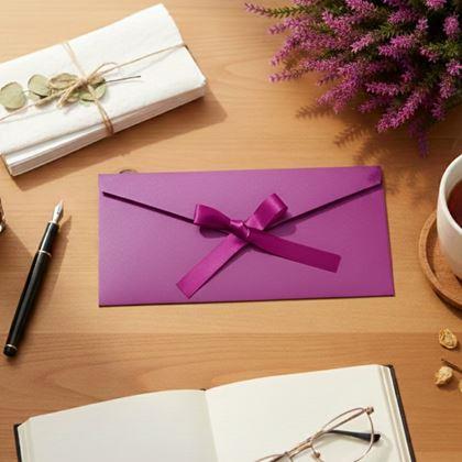 Imaginea din Plic de cadou cu fundiță -  vișiniu