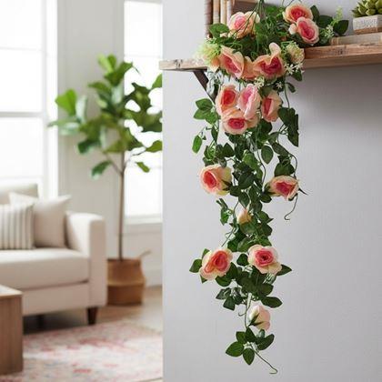 Imaginea din Floare artificială curgătoare 90 cm - roz-rozaliu-portocaliu