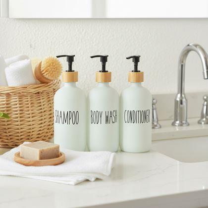 Imaginea din Set de dozatoare din sticlă pentru baie - 3 × 500 ml