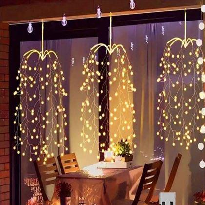 Imaginea din Lămpițe LED suspendate cu ramuri de salcie și alimentare prin USB