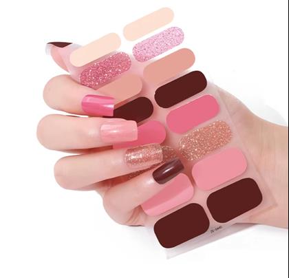 Imaginea din Autocolante pentru unghii  - roz și bordo