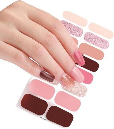 Imaginea din Autocolante pentru unghii  - roz și bordo