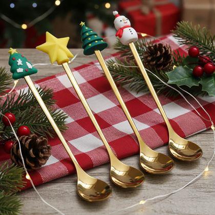 Imaginea din Set de lingurițe de Crăciun în cutie cadou, 4 buc.