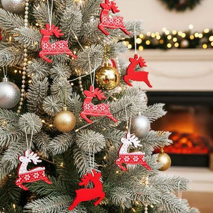 Imaginea din Set de ornamente din lemn 12 bucăți - reni