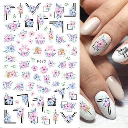 Imaginea din Set de autocolante pentru unghii - 71 bucăți flori