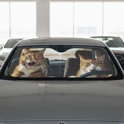 Imaginea din Parasolar auto cu ventuze - pisici