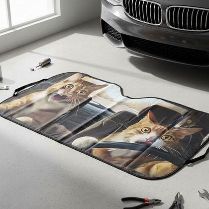 Imaginea din Parasolar auto cu ventuze - pisici