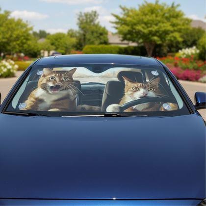 Imaginea din Parasolar auto cu ventuze - pisici