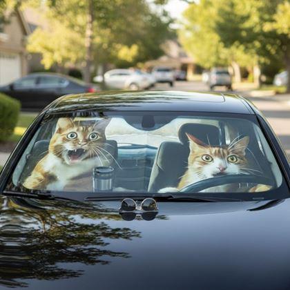 Imaginea din Parasolar auto cu ventuze - pisici