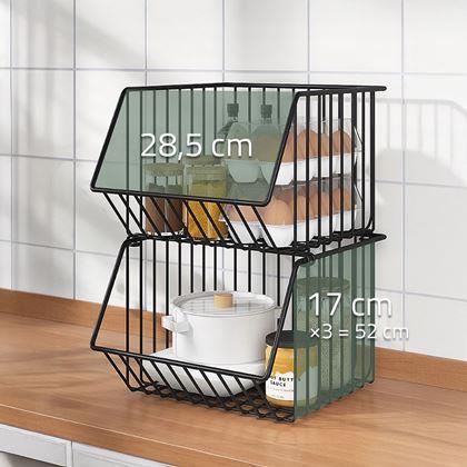 Imaginea din Organizator metalic stivuibil cu trei niveluri