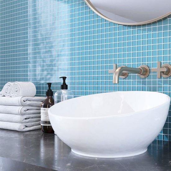 Imaginea din Mozaic de sticla pe grila 30 x 30 cm - alb -  albastru deschis