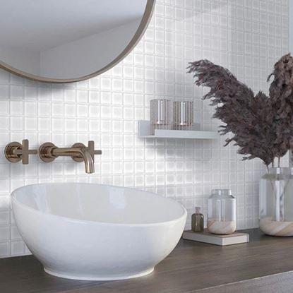 Imaginea Mozaic de sticla pe grila 30 x 30 cm - alb