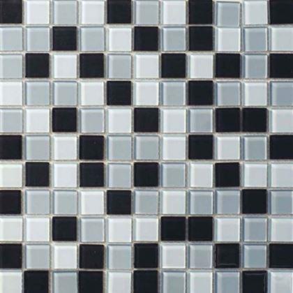 Imaginea din Mozaic de sticla pe grila 30 x 30 cm - alb - negru