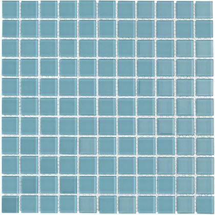 Imaginea din Mozaic de sticla pe grila 30 x 30 cm - alb -  albastru deschis