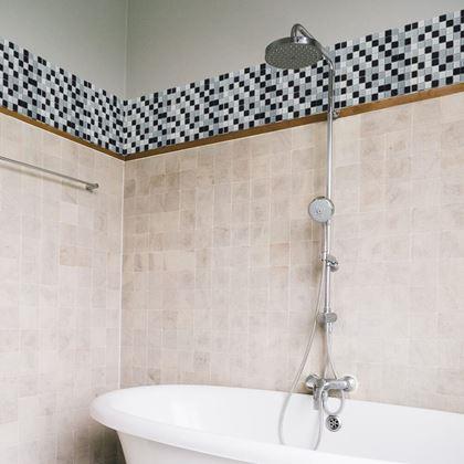 Imaginea din Mozaic de sticla pe grila 30 x 30 cm - alb - negru